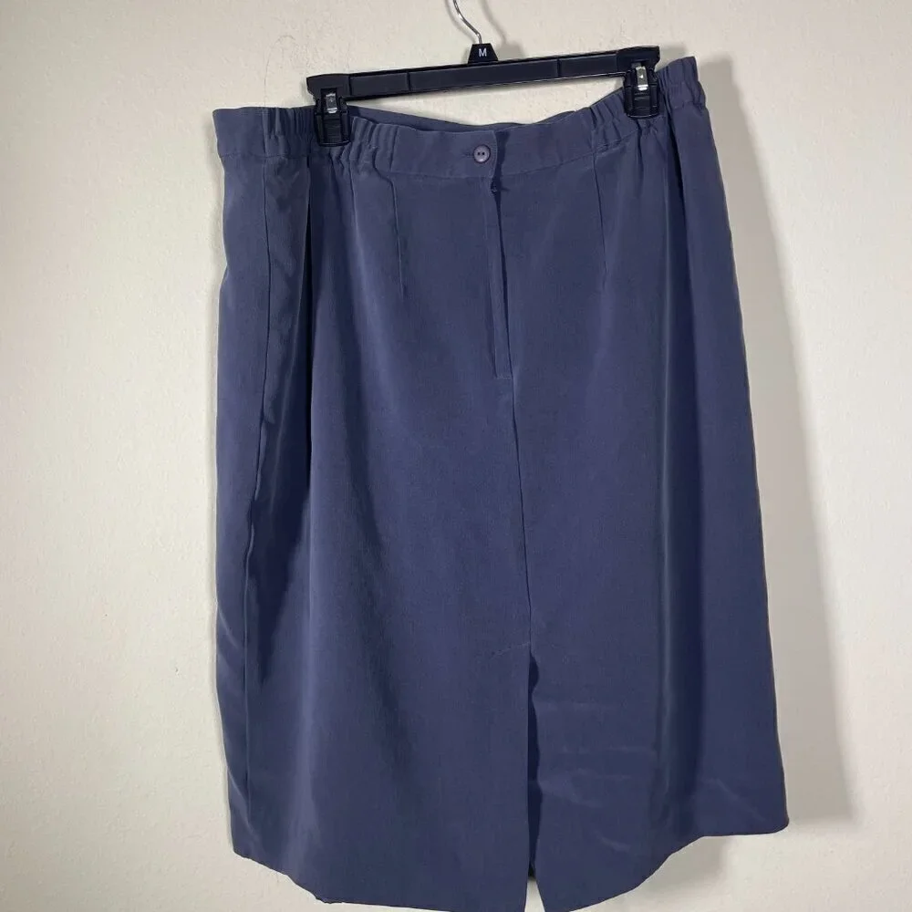 Travis Ayers Women's Gray 100% Silk Pencil Skirt Size: 18 Fully Lined!